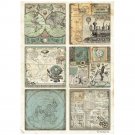 Stamperia A4 Rice Paper Sheet - Voyages Fantastiques 6 cards (1 sheet)