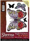 Sheena Douglass Perfect Partners Day of the Dead A6 Unmounted Rubber Stamp - Butterfly Rose