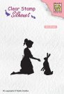 Nellies Choice Clearstamp - Silhouette Girl with Hare