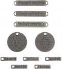 Tim Holtz Idea-Ology Metal Adornments - Antique Nickel Halloween Words (10 pack)